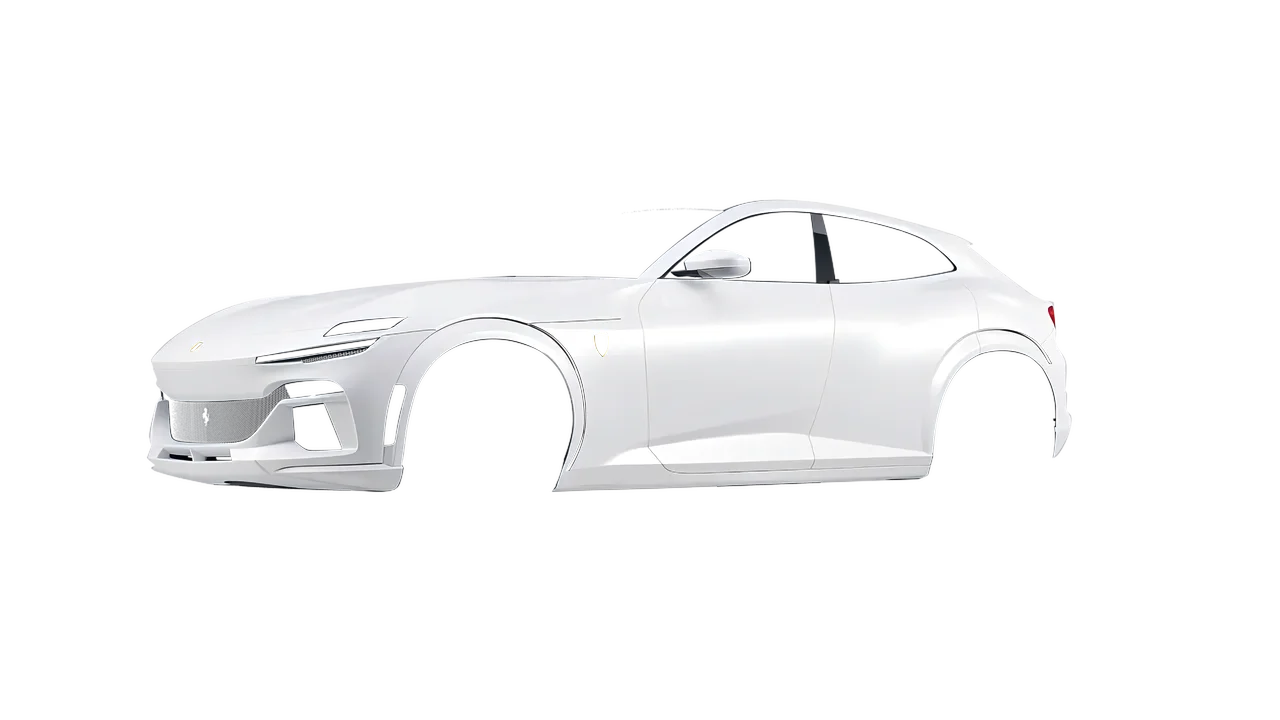 Ferrari Purosangue 2024 wrapped in Satin White (3M S10), front three-quarter view