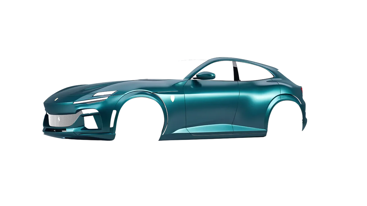 Ferrari Purosangue 2024 wrapped in Satin Cool Teal (Avery Dennison SW900-716-S), front three-quarter view