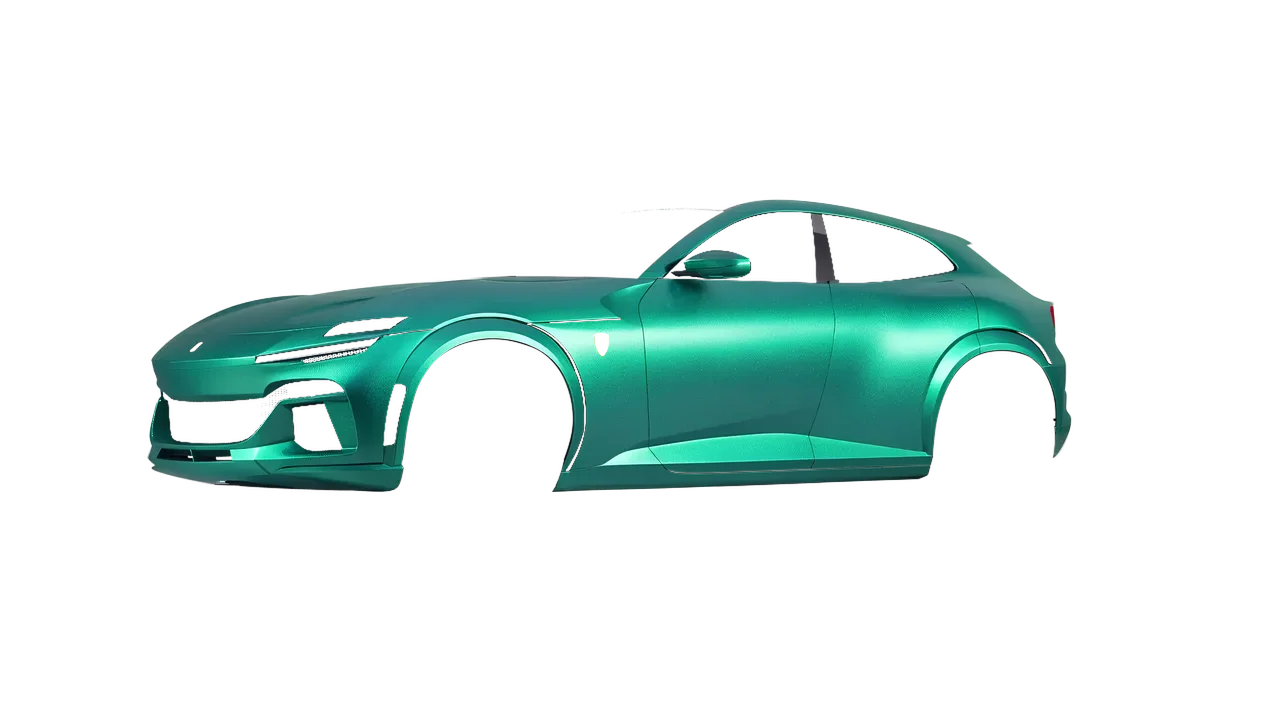 Ferrari Purosangue 2024 wrapped in Riviera Rush Matt (ORACAL 970RA-181M), front three-quarter view