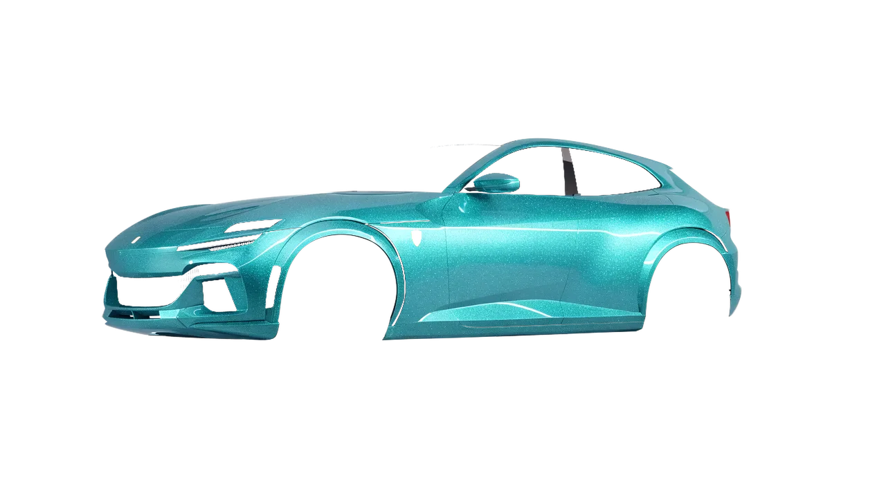 Ferrari Purosangue 2024 wrapped in Turbo Turquoise Gloss (ORACAL 970RA-182G), front three-quarter view