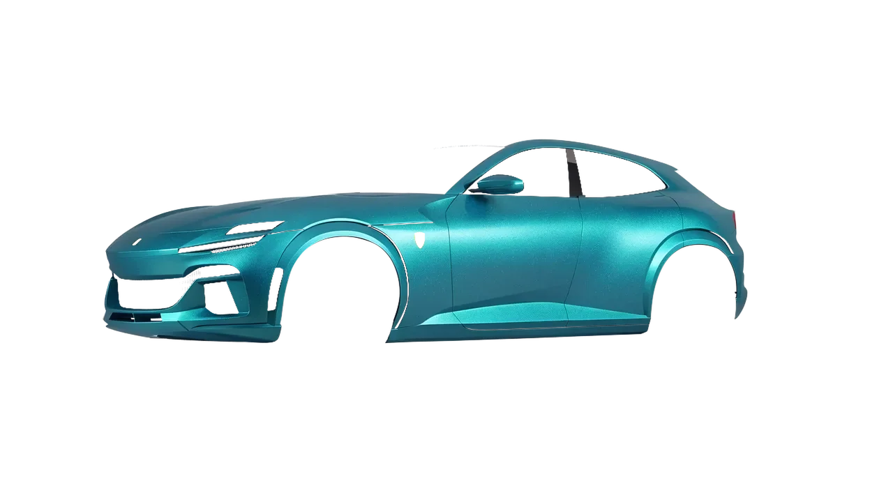 Ferrari Purosangue 2024 wrapped in Turbo Turquoise Matt (ORACAL 970RA-182M), front three-quarter view