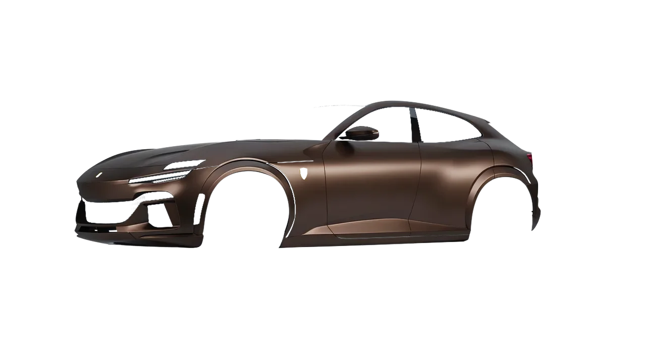 Ferrari Purosangue 2024 wrapped in Matt Burnished Bronze (KPMF K75579), front three-quarter view