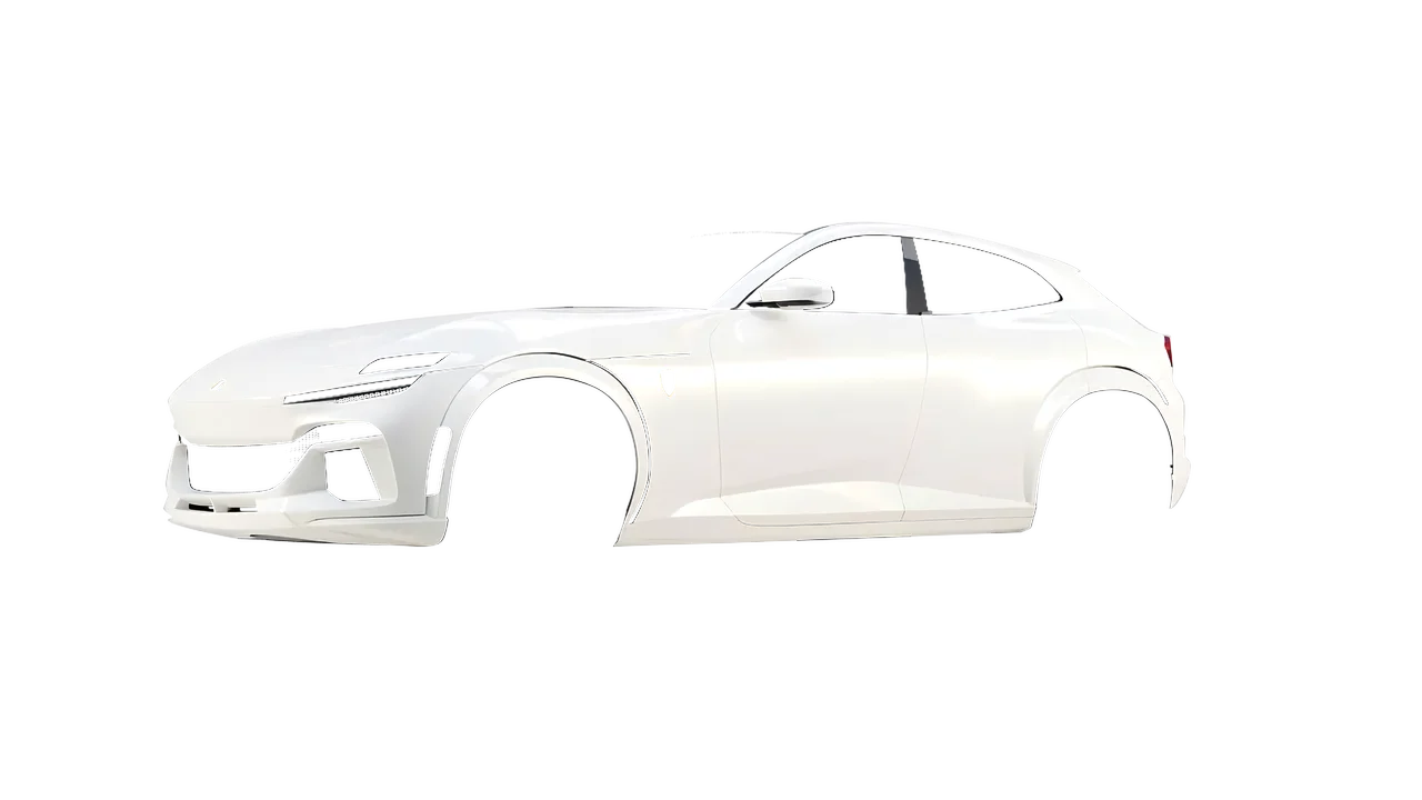 Ferrari Purosangue 2024 wrapped in Matt Gold White Starlight (KPMF K75572), front three-quarter view