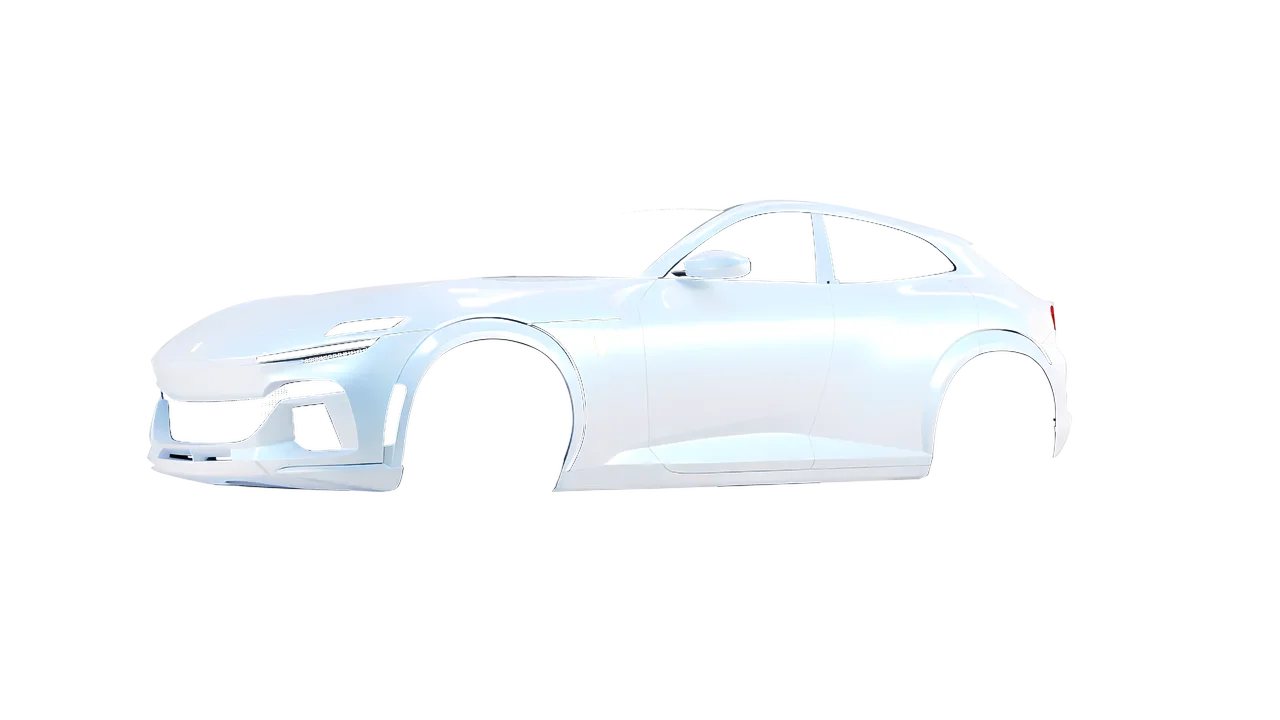 Ferrari Purosangue 2024 wrapped in Matt Pacific Blue White Starlight (KPMF K75576), front three-quarter view