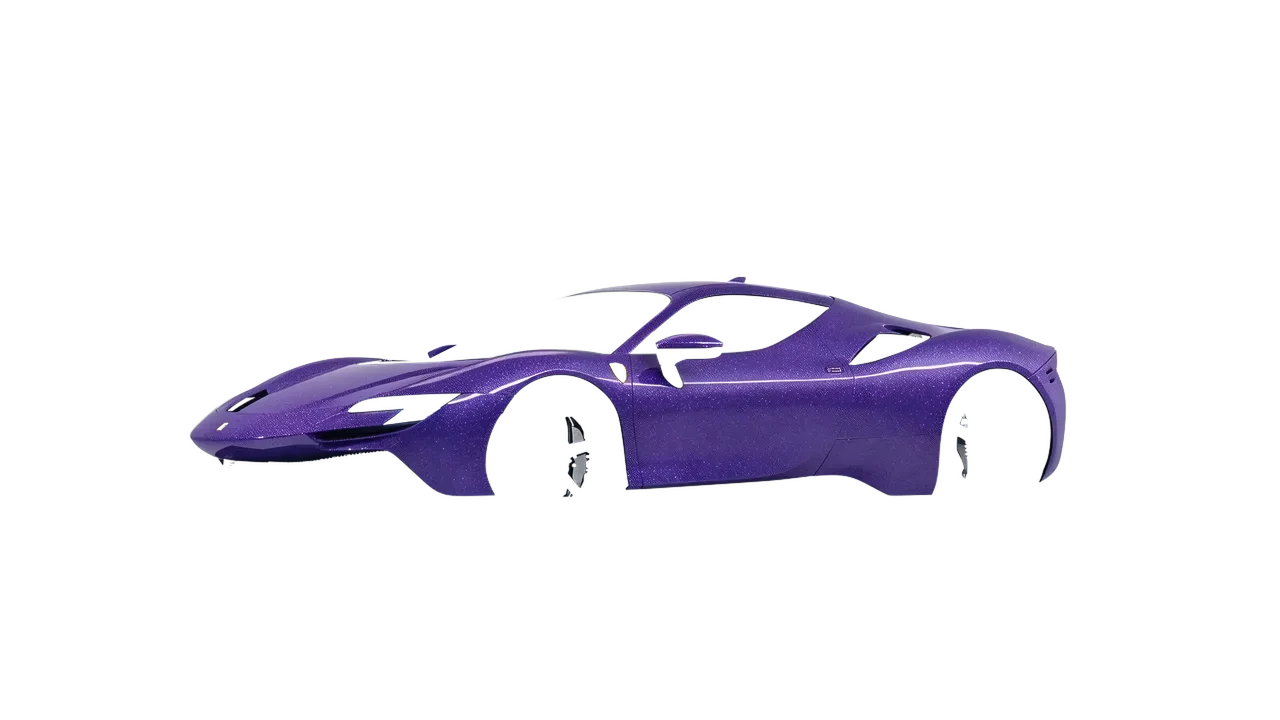 Ferrari SF90 Stradale 2021 wrapped in Purple (Avery Dennison SW900-587-D), front three-quarter view