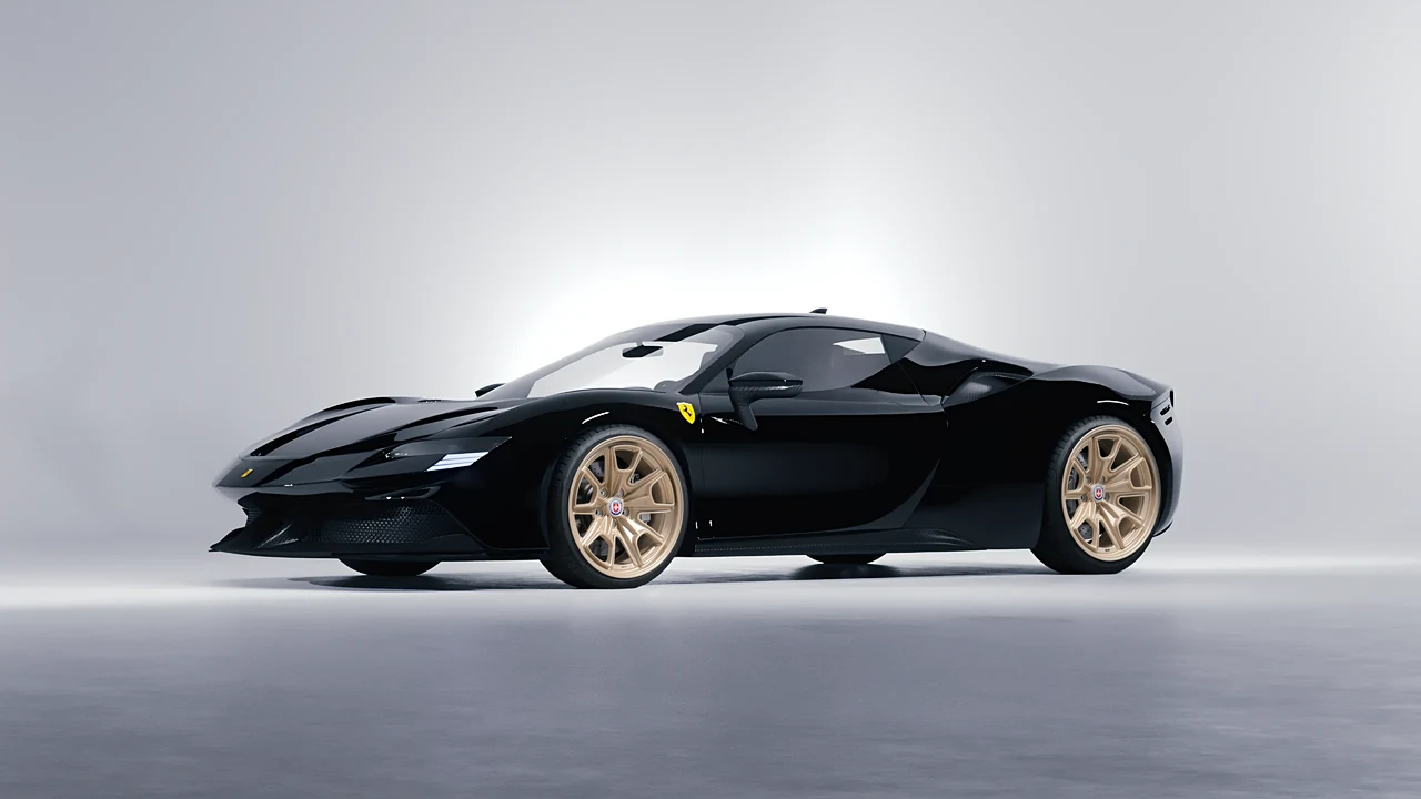Ferrari SF90 Stradale 2021 on HRE Performance Wheels 427M forged wheels, front three-quarter view