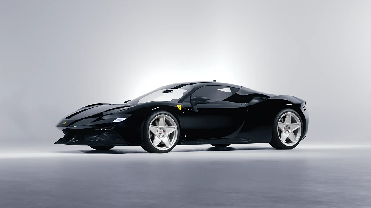 Ferrari SF90 Stradale 2021 on HRE Performance Wheels 505M forged wheels, front three-quarter view