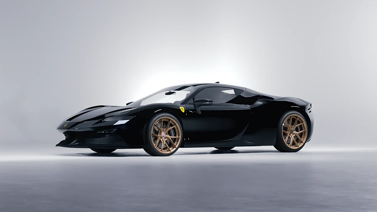 Ferrari SF90 Stradale 2021 on HRE Performance Wheels S101SC forged wheels, front three-quarter view