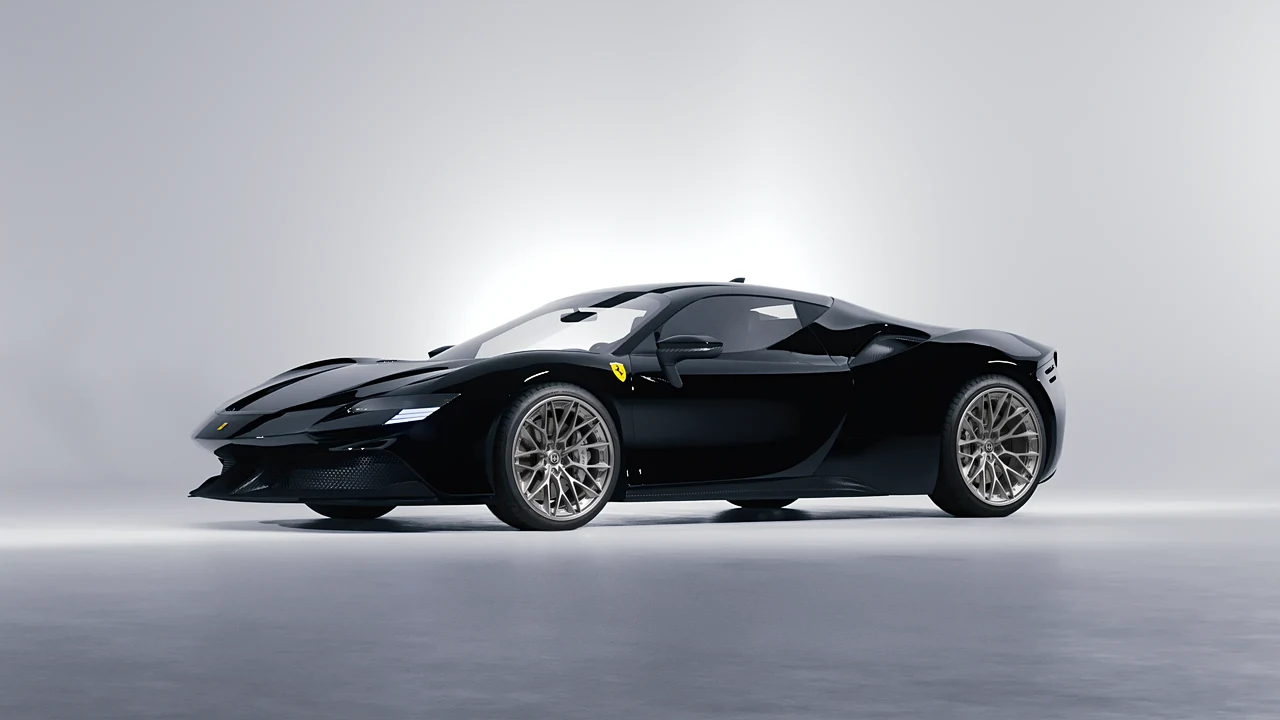 Ferrari SF90 Stradale 2021 on HRE Performance Wheels S200 forged wheels, front three-quarter view