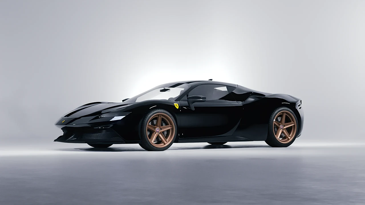 Ferrari SF90 Stradale 2021 on HRE Performance Wheels Tusk forged wheels, front three-quarter view