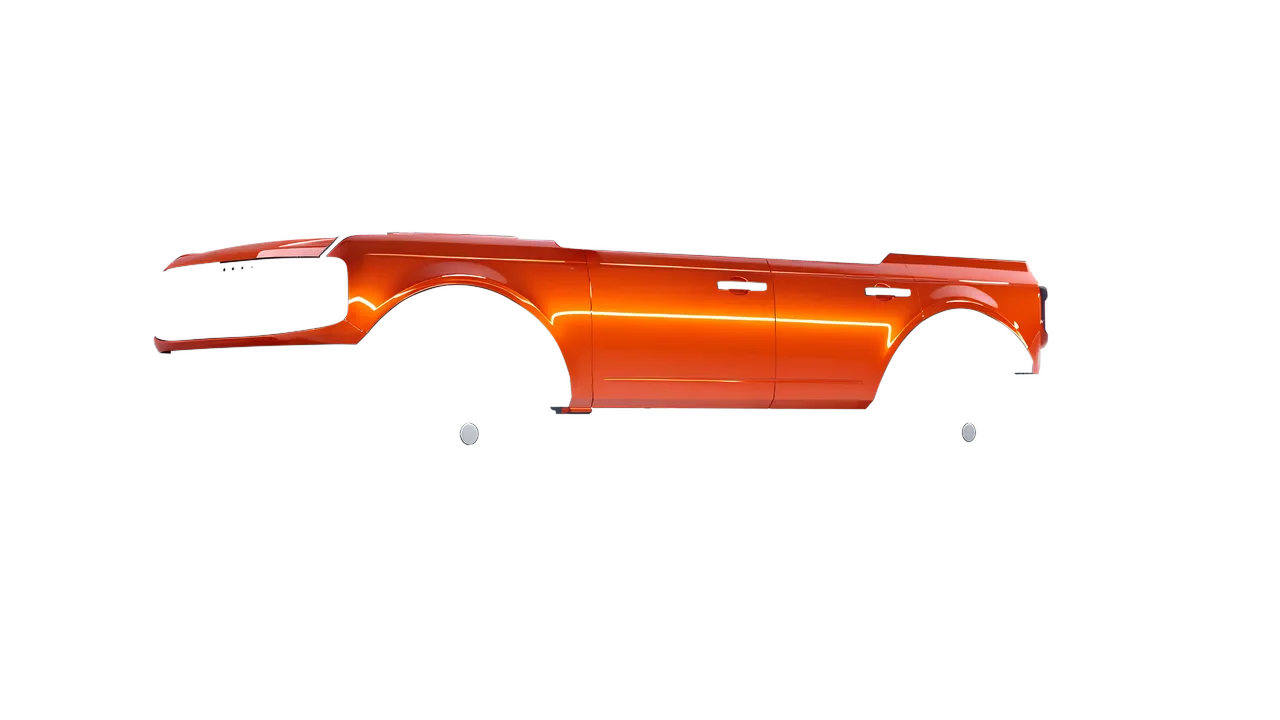 Ford Bronco 2024 wrapped in Fiery Orange (3M G364), front three-quarter view