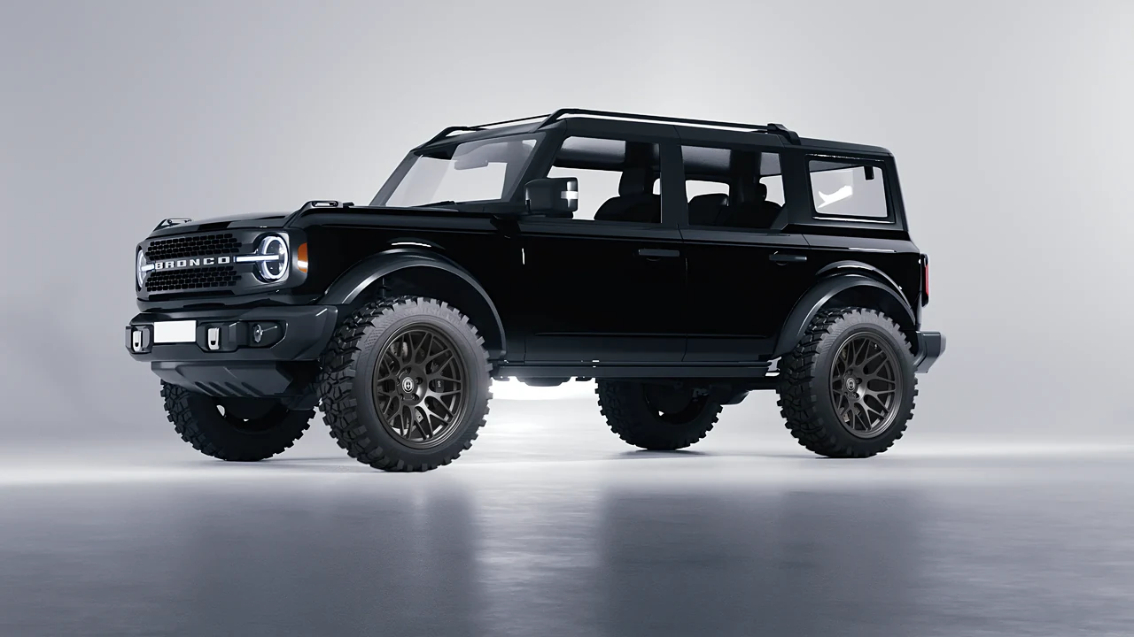 Ford Bronco 2024 on HRE Performance Wheels 300-GT forged wheels, front three-quarter view