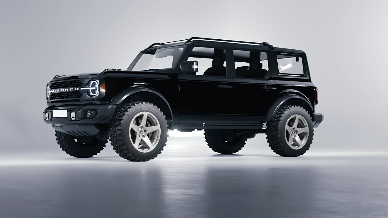 Ford Bronco 2024 on HRE Performance Wheels 305M forged wheels, front three-quarter view