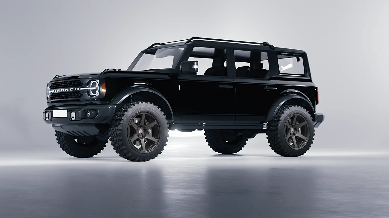 Ford Bronco 2024 on HRE Performance Wheels 306-GT forged wheels, front three-quarter view