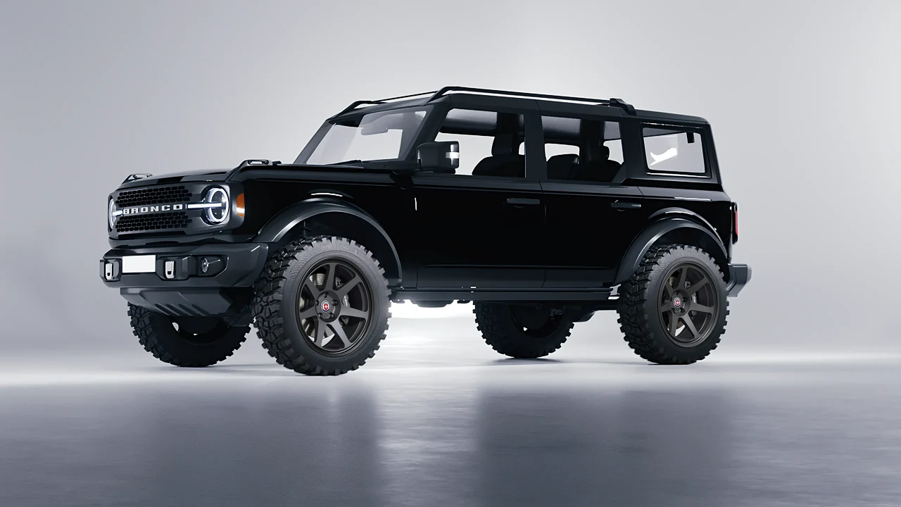 Ford Bronco 2024 on HRE Performance Wheels 307-GT forged wheels, front three-quarter view