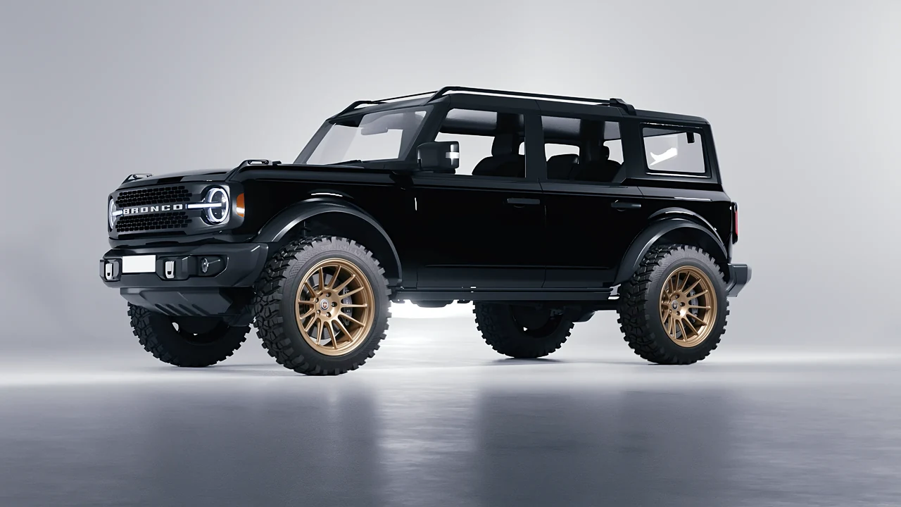 Ford Bronco 2024 on HRE Performance Wheels 313-GTS forged wheels, front three-quarter view