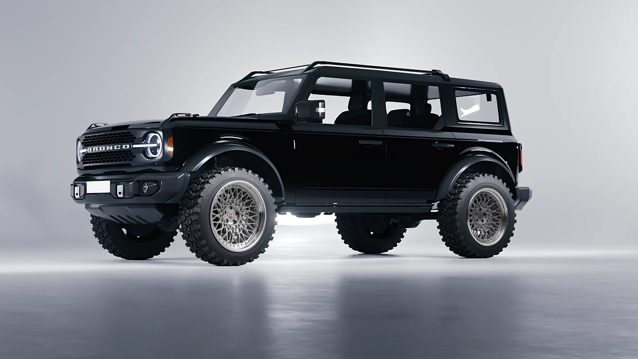 Ford Bronco 2024 on HRE Performance Wheels 501 forged wheels, front three-quarter view