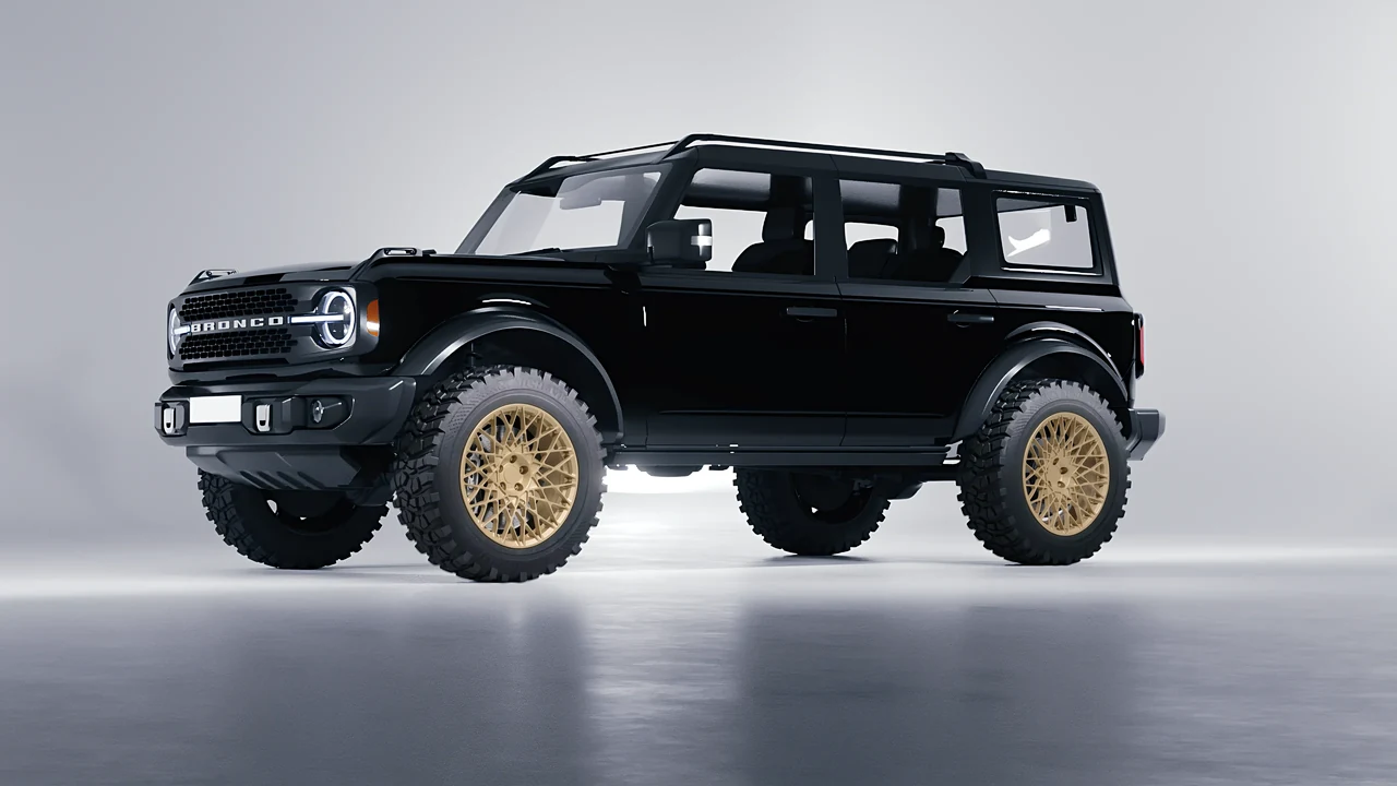 Ford Bronco 2024 on HRE Performance Wheels 501M forged wheels, front three-quarter view