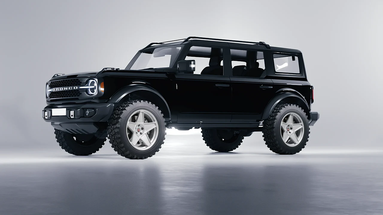 Ford Bronco 2024 on HRE Performance Wheels 505M forged wheels, front three-quarter view
