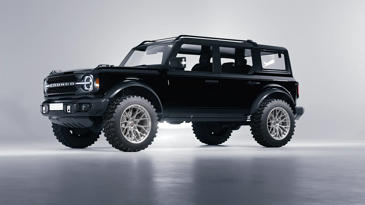 Ford Bronco 2024 on HRE Performance Wheels 520M forged wheels, front three-quarter view