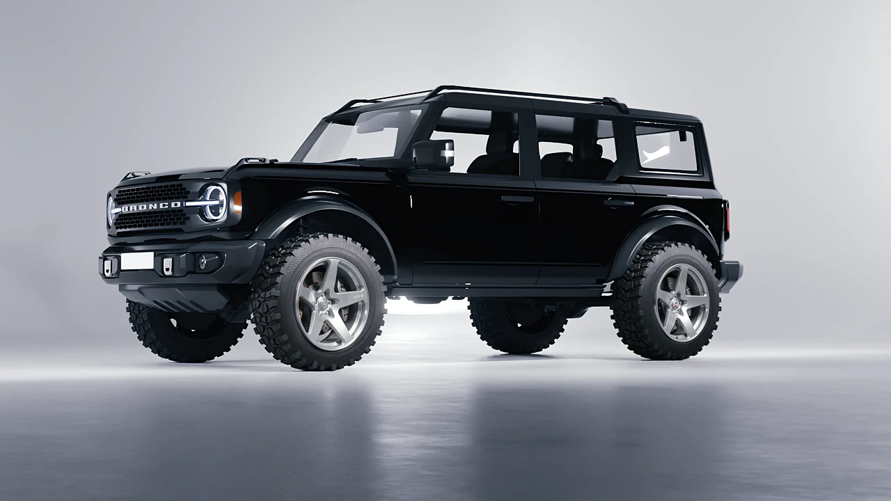 Ford Bronco 2024 on HRE Performance Wheels 527M forged wheels, front three-quarter view
