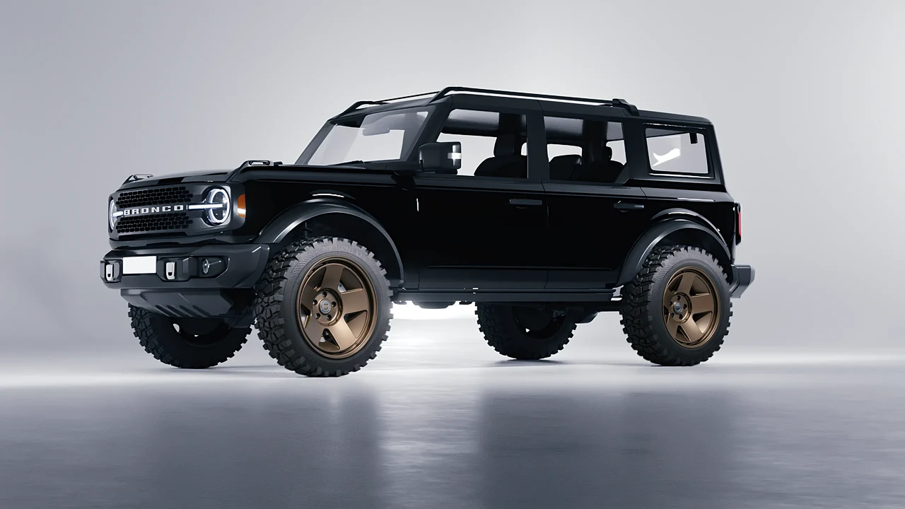 Ford Bronco 2024 on HRE Performance Wheels 555-GTM forged wheels, front three-quarter view