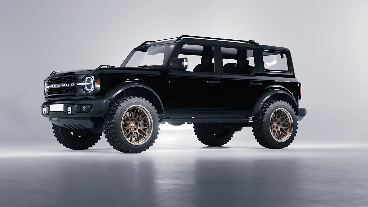 Ford Bronco 2024 on HRE Performance Wheels C100 forged wheels, front three-quarter view