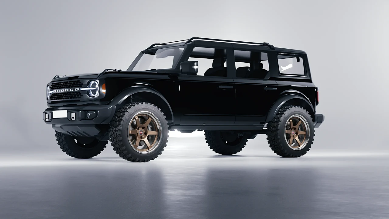 Ford Bronco 2024 on HRE Performance Wheels C106 forged wheels, front three-quarter view