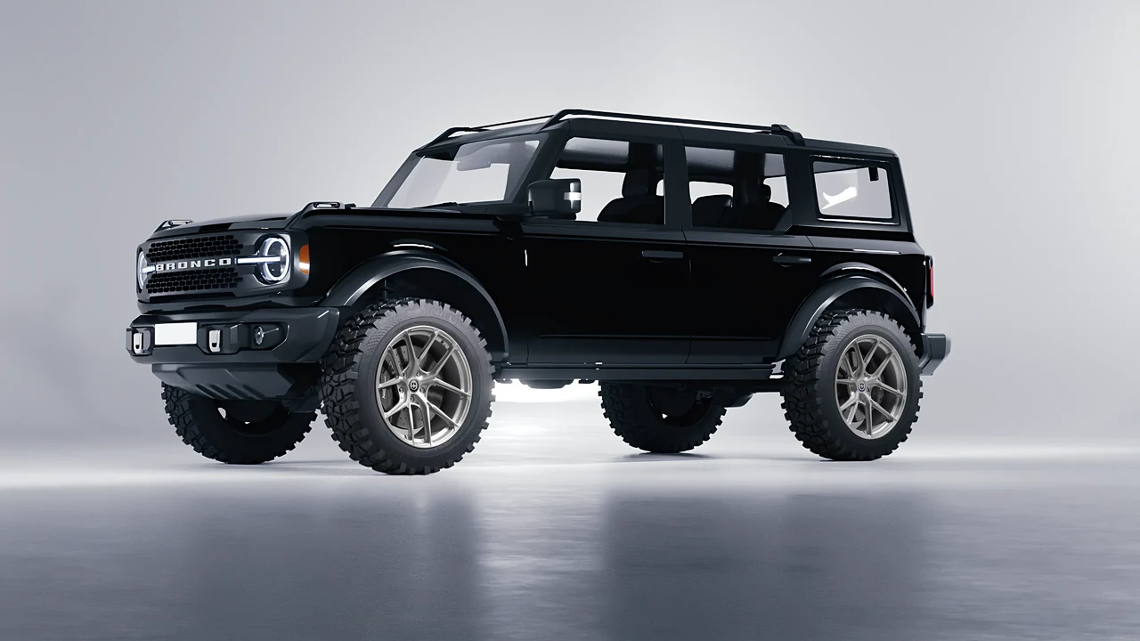 Ford Bronco 2024 on HRE Performance Wheels P101SC forged wheels, front three-quarter view