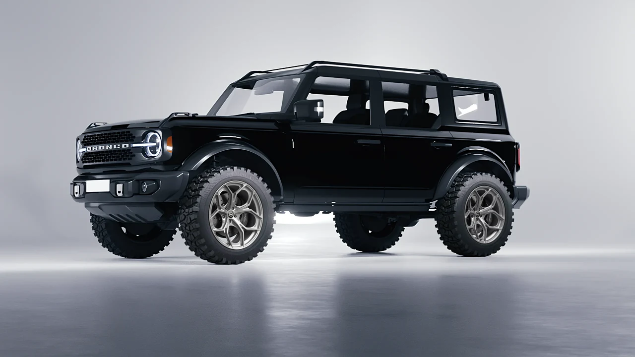 Ford Bronco 2024 on HRE Performance Wheels P111SC forged wheels, front three-quarter view