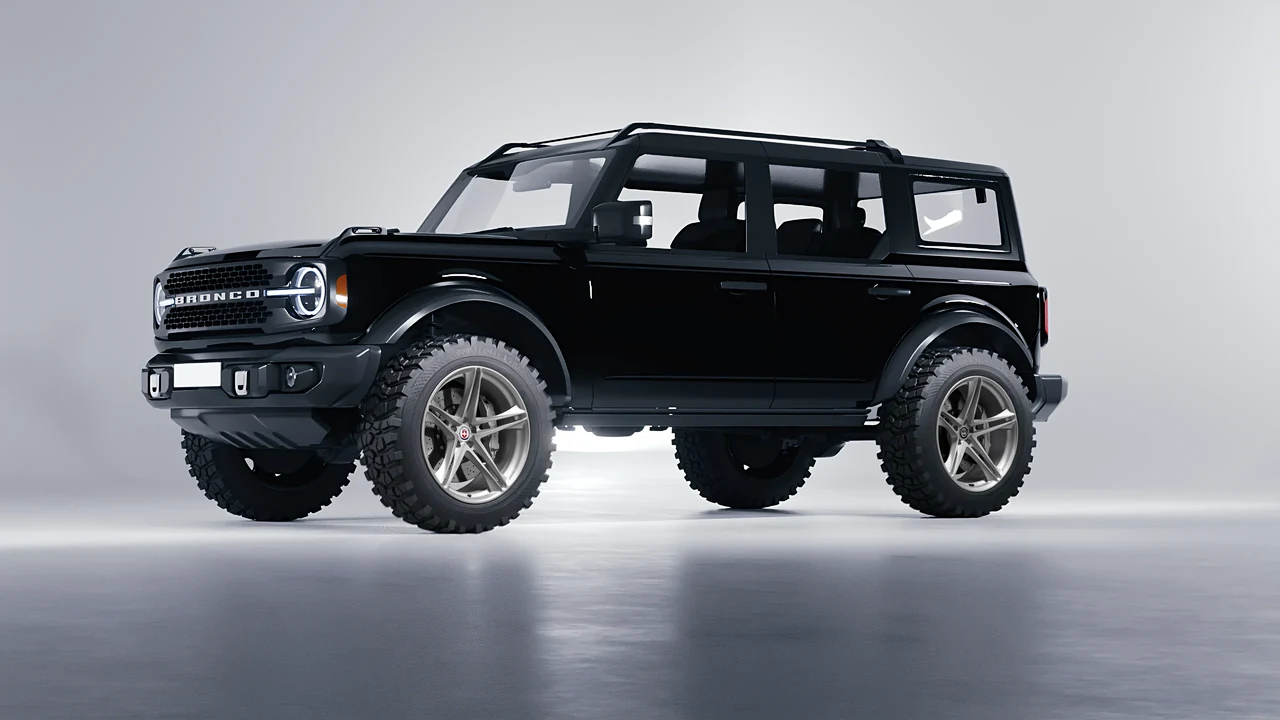 Ford Bronco 2024 on HRE Performance Wheels P207 forged wheels, front three-quarter view