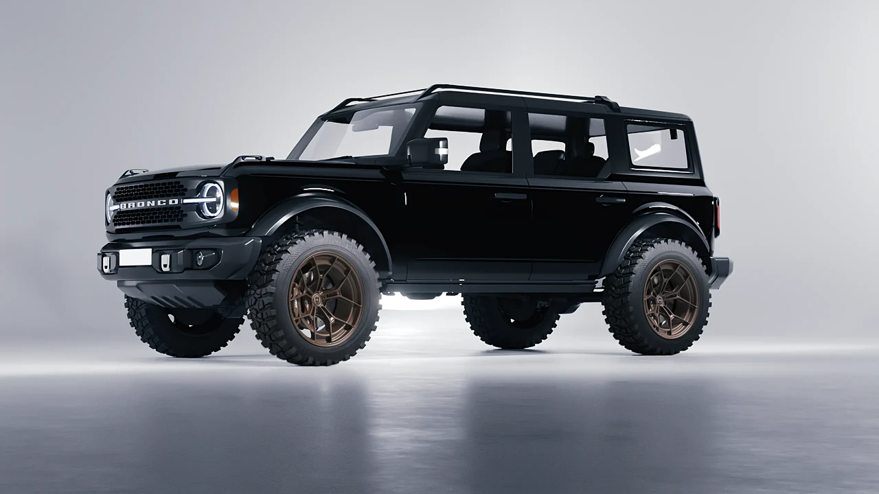 Ford Bronco 2024 on HRE Performance Wheels P301 forged wheels, front three-quarter view
