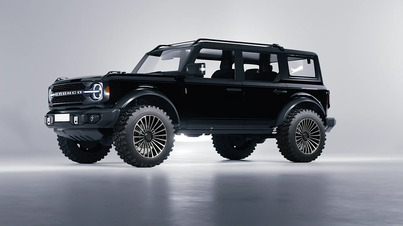 Ford Bronco 2024 on RDB LA Twenty Three forged wheels, front three-quarter view