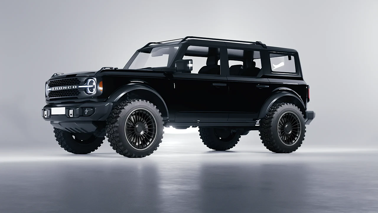 Ford Bronco 2024 on RDB LA Twenty Two forged wheels, front three-quarter view