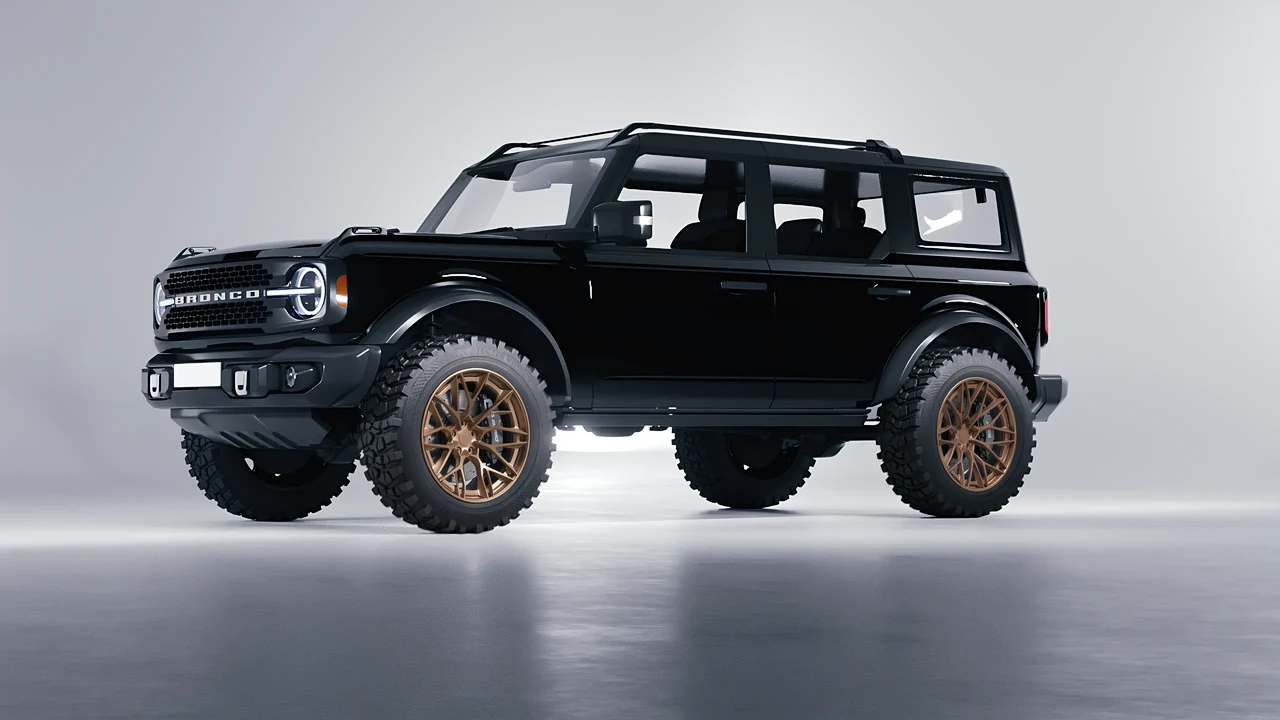 Ford Bronco 2024 on HRE Performance Wheels S200H forged wheels, front three-quarter view