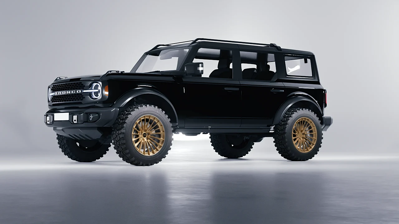 Ford Bronco 2024 on HRE Performance Wheels S209H forged wheels, front three-quarter view