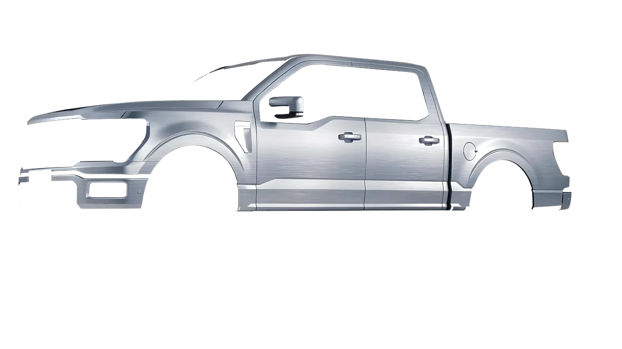 Ford F-150 Lariat 2024 wrapped in Brushed Aluminum (Avery Dennison SW900-812-X), front three-quarter view