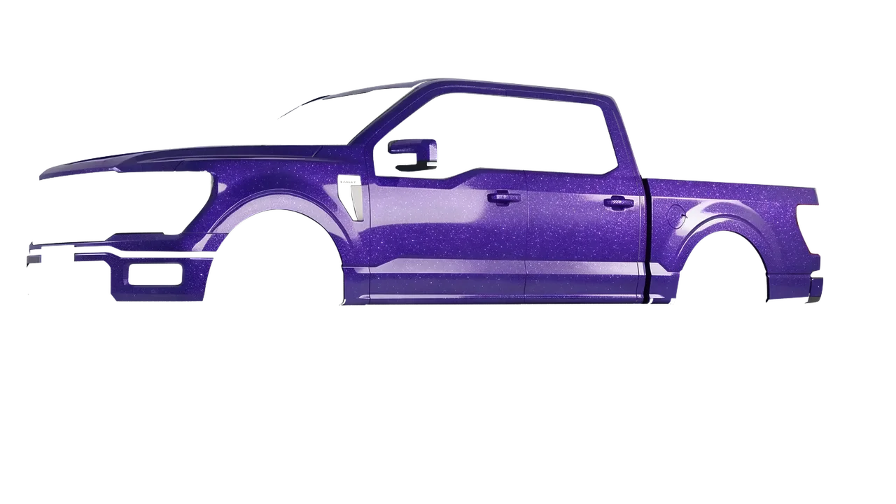 Ford F-150 Lariat 2024 wrapped in Purple (Avery Dennison SW900-587-D), front three-quarter view