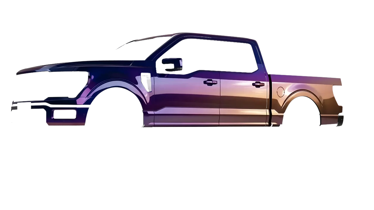 Ford F-150 Lariat 2024 wrapped in Gloss Flip Deep Space (3M GP278), front three-quarter view