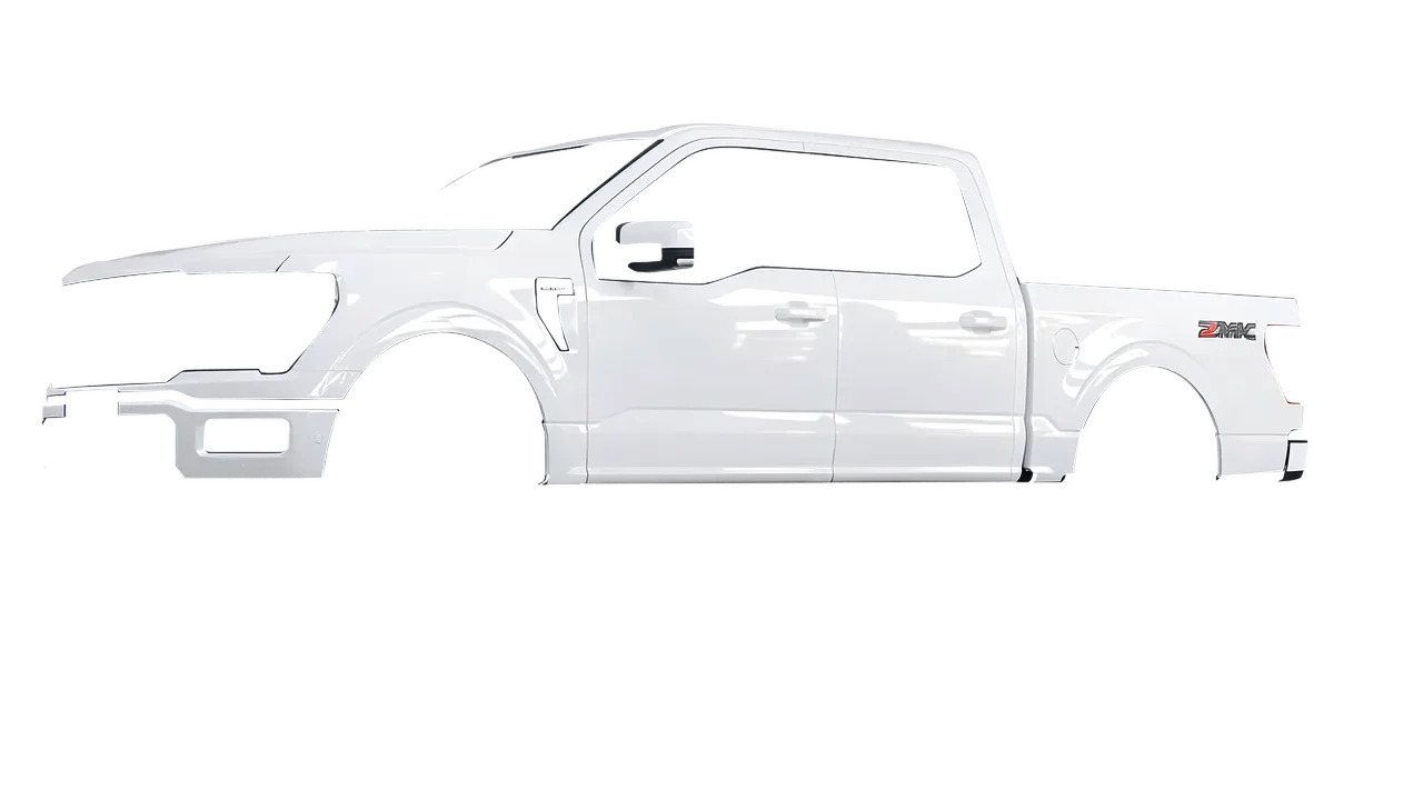 Ford F-150 Lariat 2024 wrapped in Gloss White (3M G10), front three-quarter view