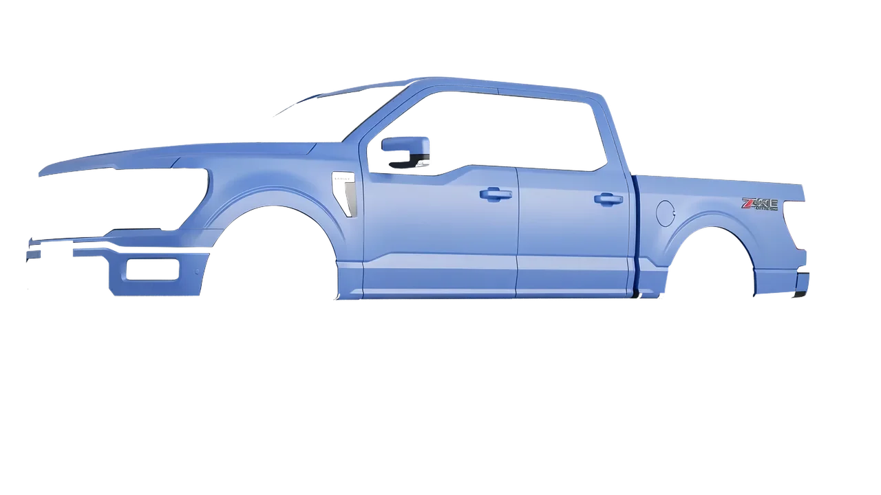 Ford F-150 Lariat 2024 wrapped in Dreamline Blue (Avery Dennison SW900-616-O), front three-quarter view