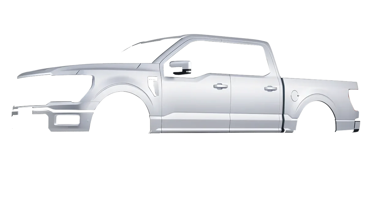 Ford F-150 Lariat 2024 wrapped in Matte Silver (3M M21), front three-quarter view
