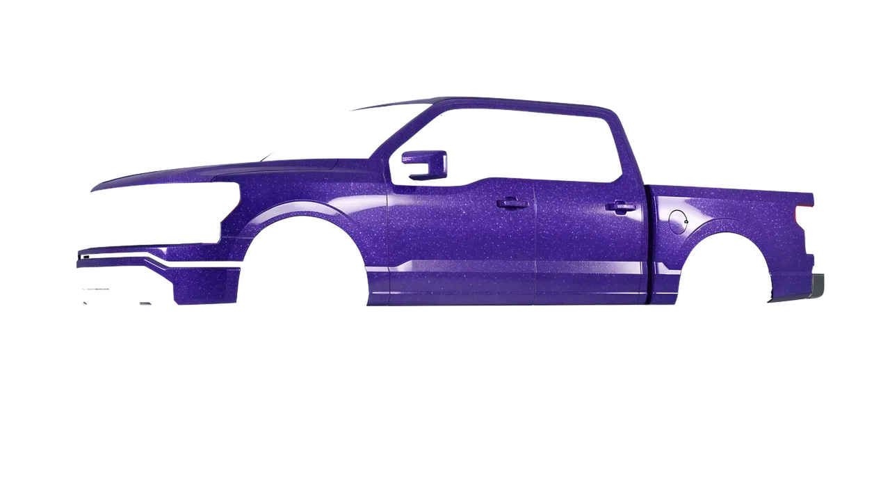Ford F-150 Lightning 2023 wrapped in Purple (Avery Dennison SW900-587-D), front three-quarter view