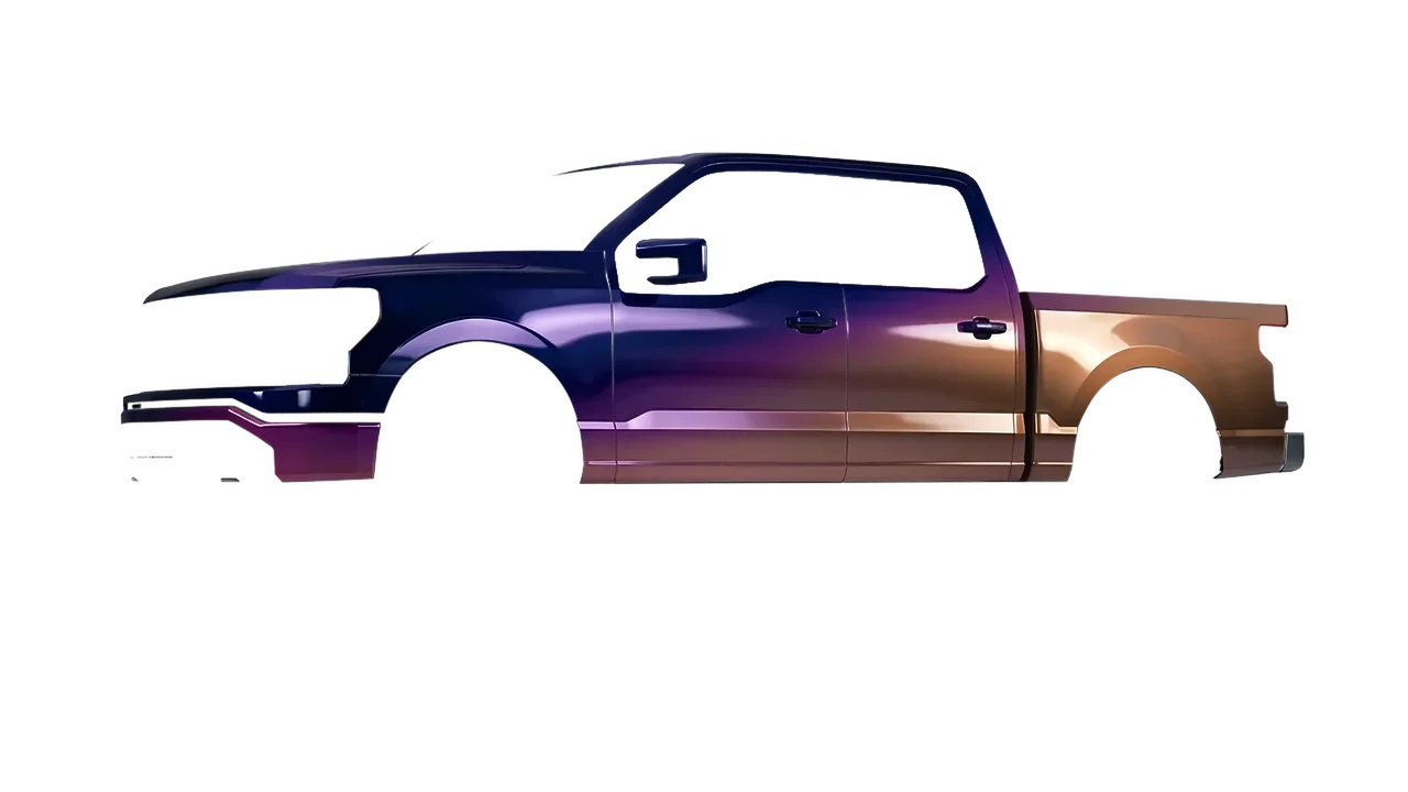 Ford F-150 Lightning 2023 wrapped in Gloss Flip Deep Space (3M GP278), front three-quarter view