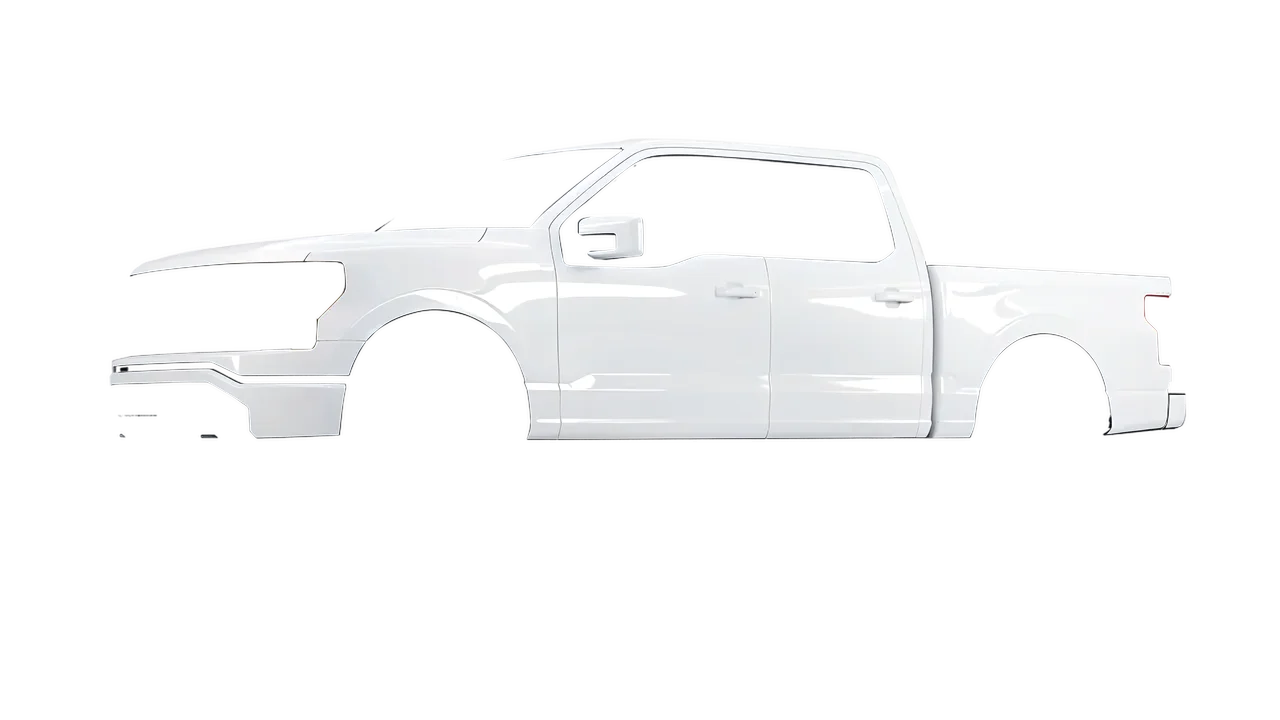 Ford F-150 Lightning 2023 wrapped in Gloss White (3M G10), front three-quarter view