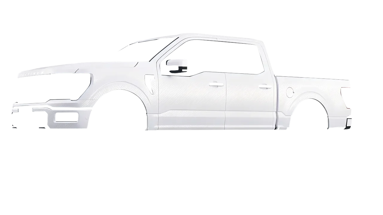 Ford F-150 Platinum 2024 wrapped in Carbon Fiber White (Avery Dennison SW900-115-X), front three-quarter view