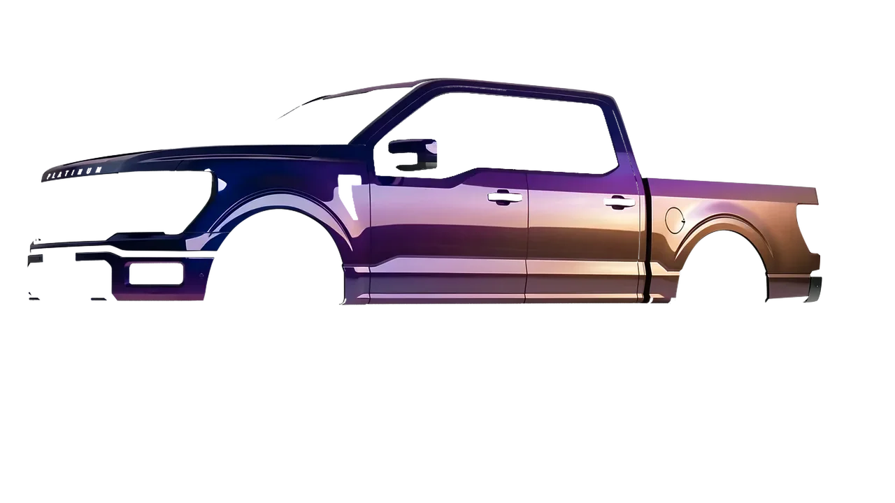 Ford F-150 Platinum 2024 wrapped in Gloss Flip Deep Space (3M GP278), front three-quarter view