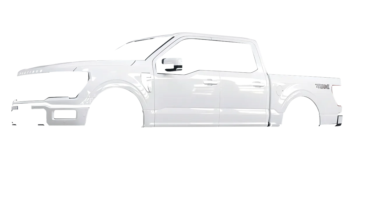 Ford F-150 Platinum 2024 wrapped in Gloss White (3M G10), front three-quarter view