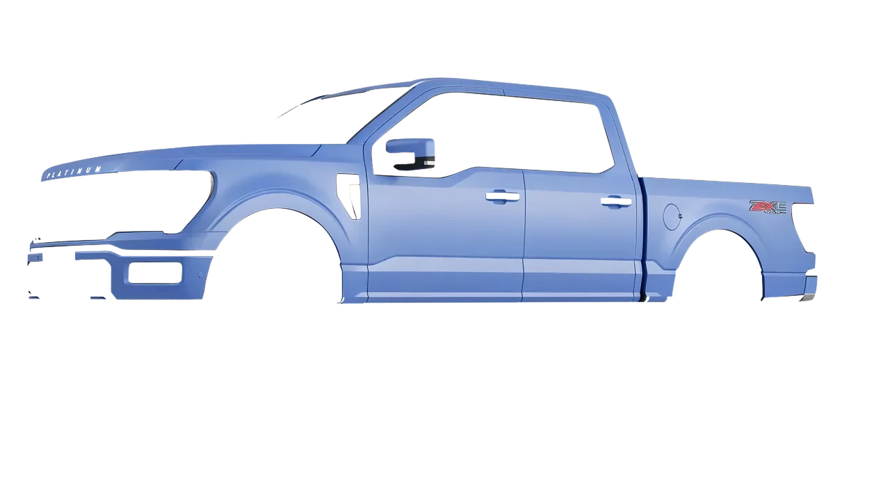 Ford F-150 Platinum 2024 wrapped in Dreamline Blue (Avery Dennison SW900-616-O), front three-quarter view