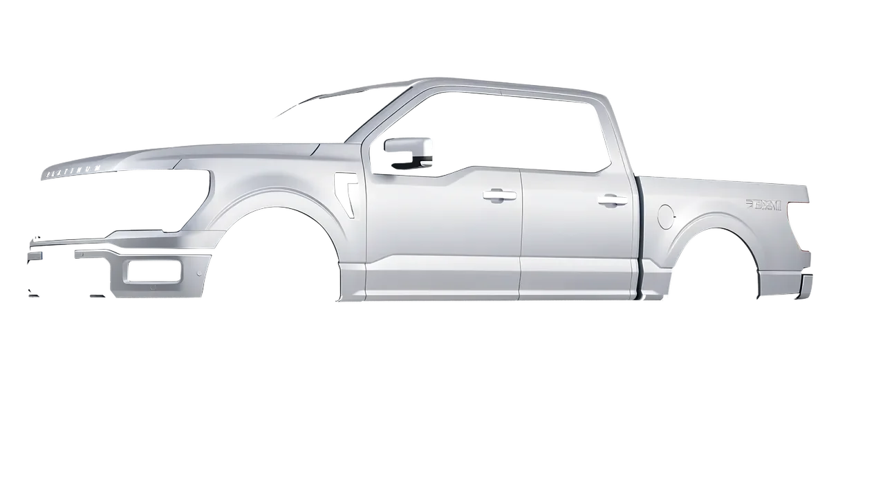Ford F-150 Platinum 2024 wrapped in Matte Silver (3M M21), front three-quarter view